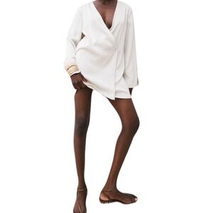 NWT Sabo Australia Women’s Size XXL Beige Asymm Playsuit Mini Dress Long Sleeve